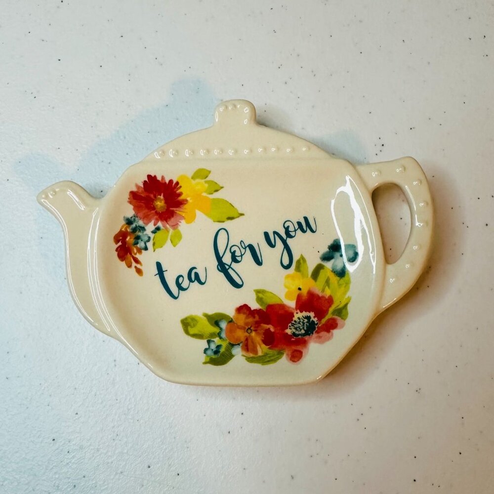 The Pioneer Woman Tea For You Tea Bag Holder With Floral Design